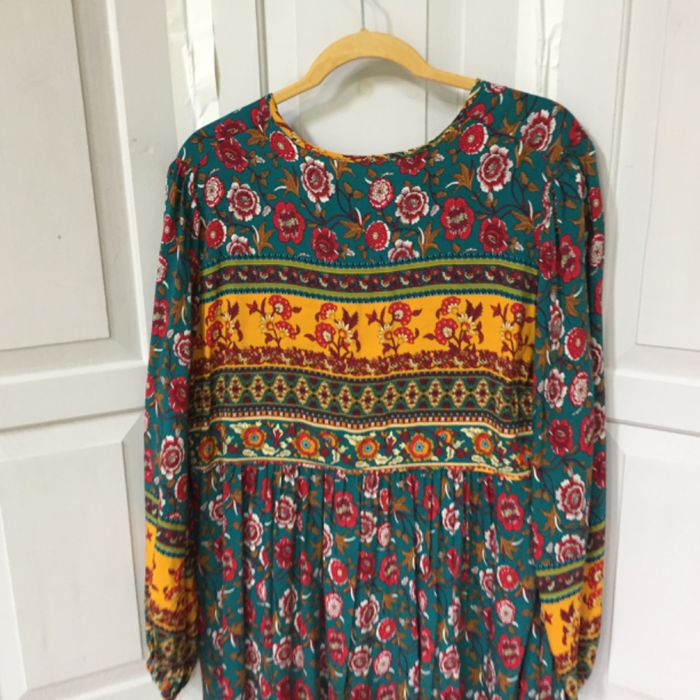 Floral Long Sleeve Dress - Multicolor - Picture 14 of 15
